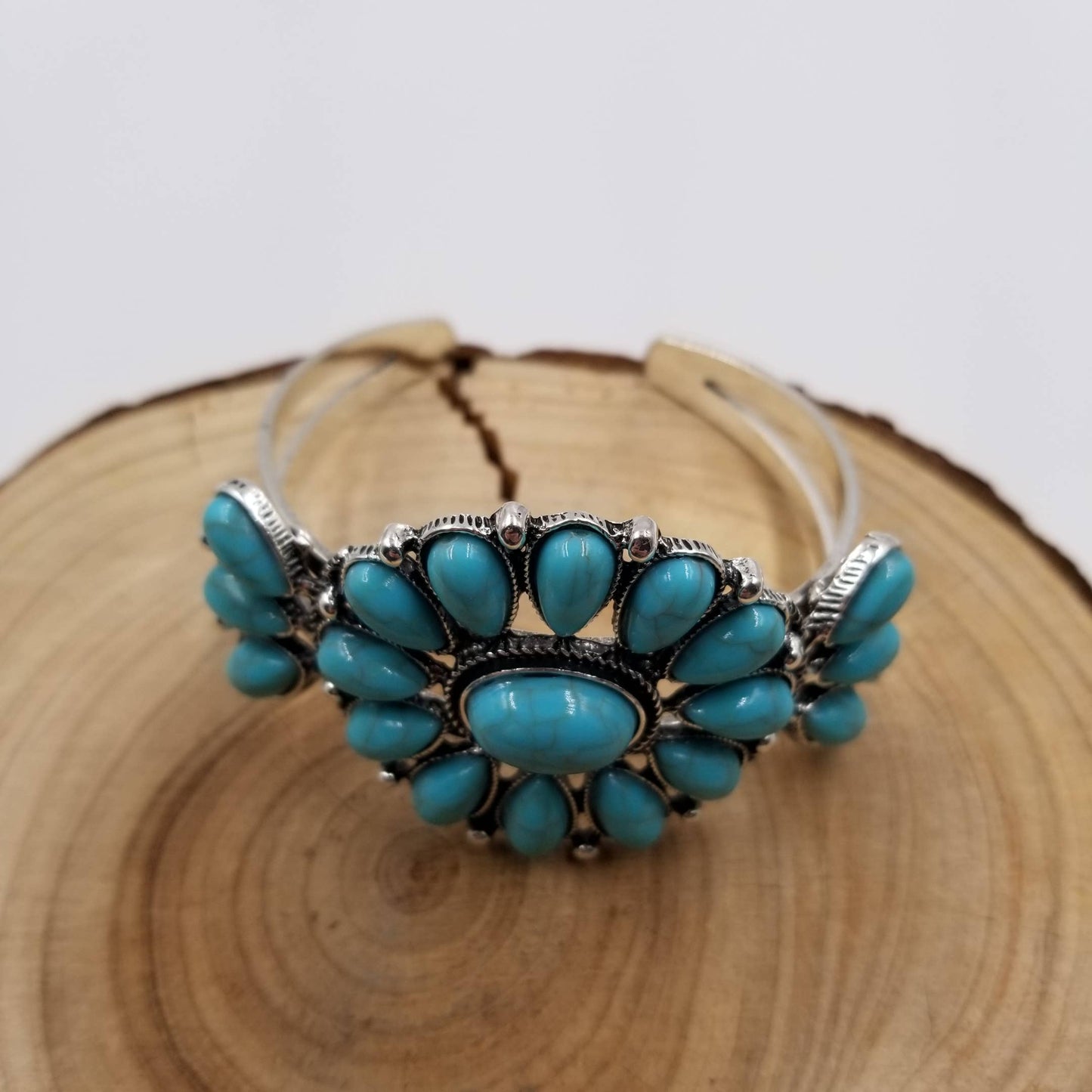 Retro Turquoise Half Stone Bracelet