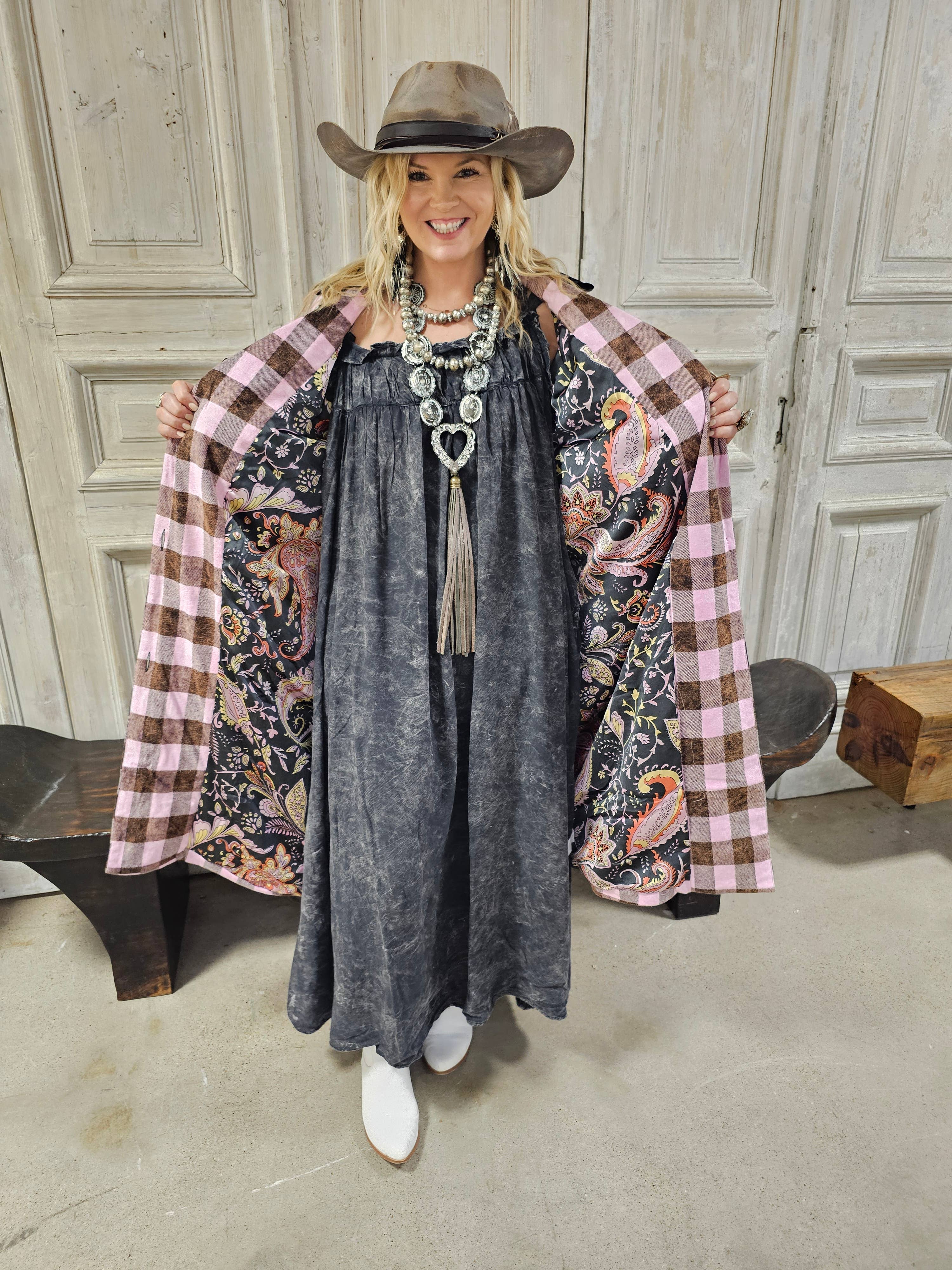 Reversable Pink Houndstooth Coat