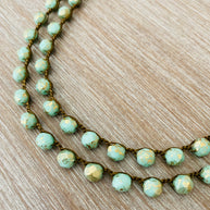 Long Golden Mint Crystal Necklace To Wear Long or Wrapped