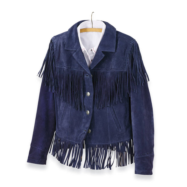 Blue Suede Fringe Jacket