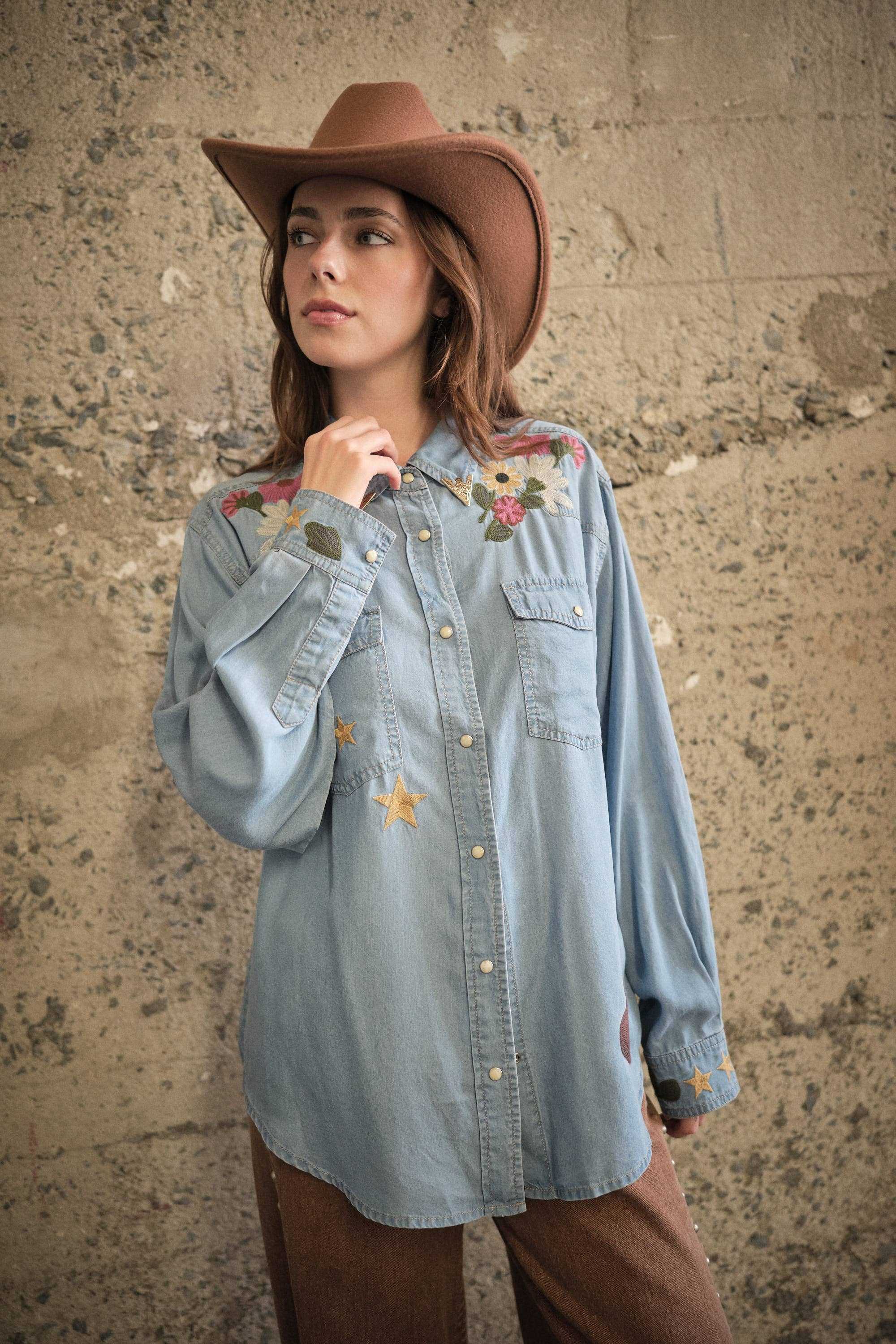 Western Embroidered Tencel Shirt