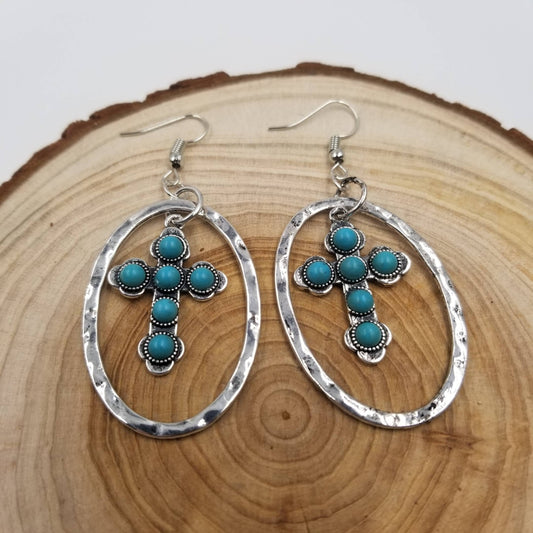 Turquoise Cross Earrings