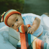 Handmade Knit Baby Blanket, Rainbow