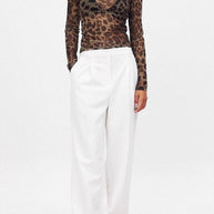 Leopard Print Mesh Long Sleeve Top