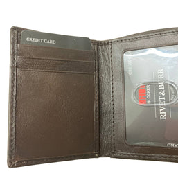 Double Stitch Leather Trifold Wallet