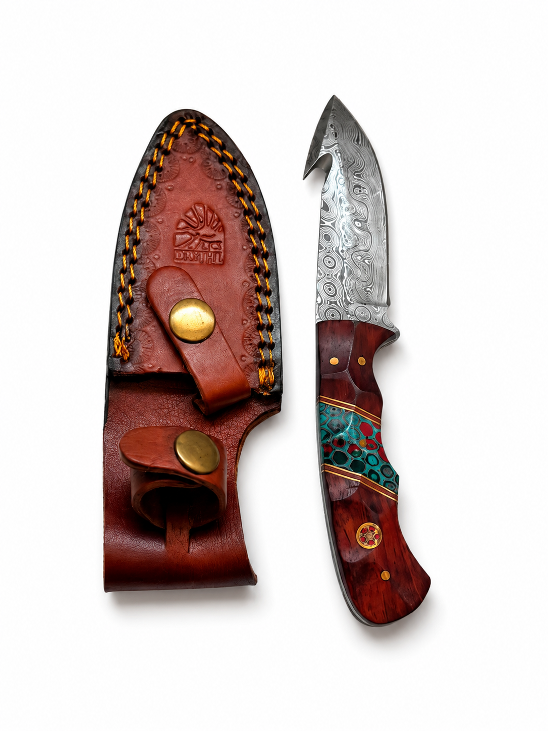 Titan Crimson Mosaic Damascus Outdoor Knife