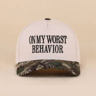 On My Worst Behavior Two Tone Canvas Cotton Cap