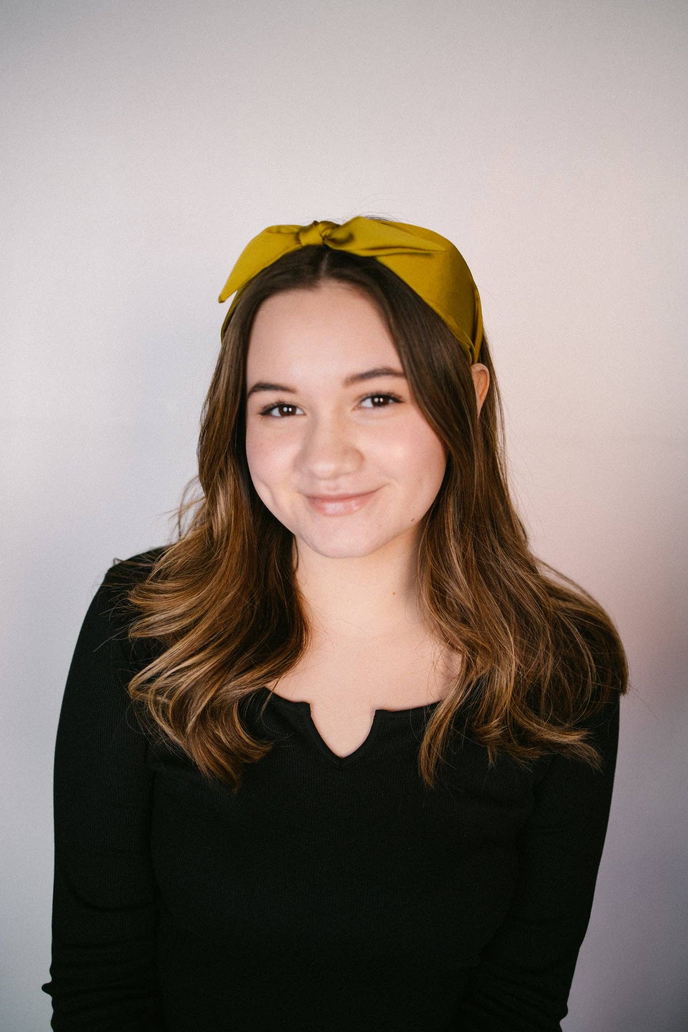 Mustard Boho Satin Scarf Bow Knot Headband