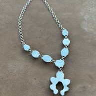 Handmade Royston Ribbon Turquoise Naja & Sterling Silver Lariat Necklace