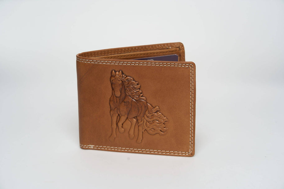 American Bison Bifold Wallet with 3D Horse Embossing