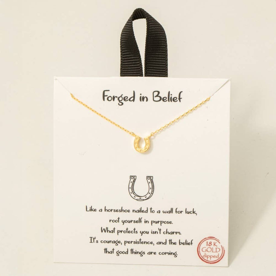 Gold Dipped Western Horse Shoe Pendant Necklace