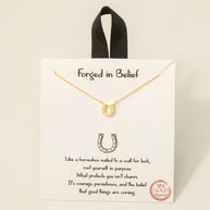 Gold Dipped Western Horse Shoe Pendant Necklace