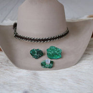 Green Stone Button Hat Pin