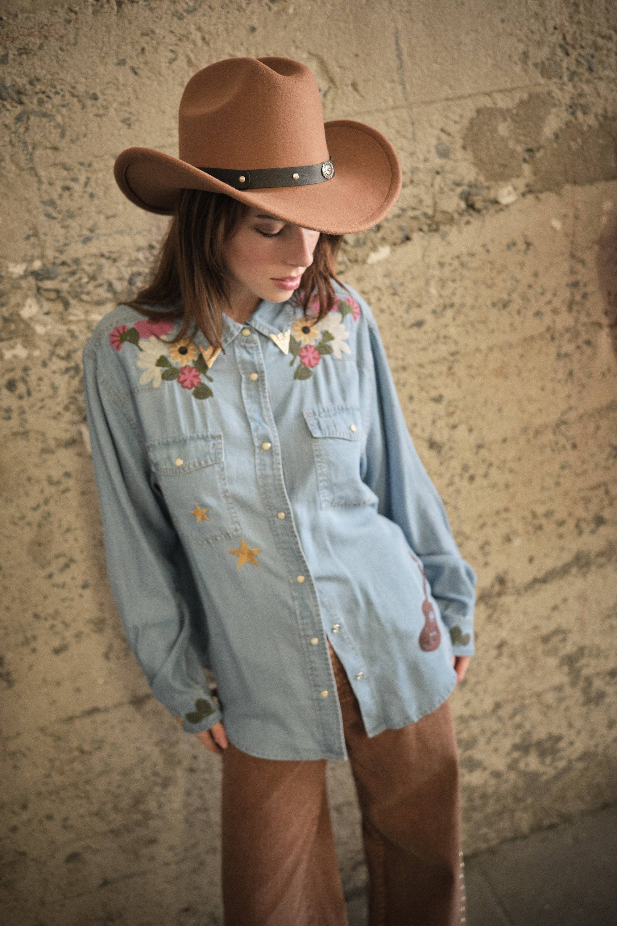 Western Embroidered Tencel Shirt