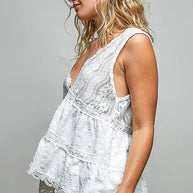Deep V-Neck Lace Top