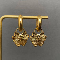 18K GP S. Steel Flower Huggie Earrings