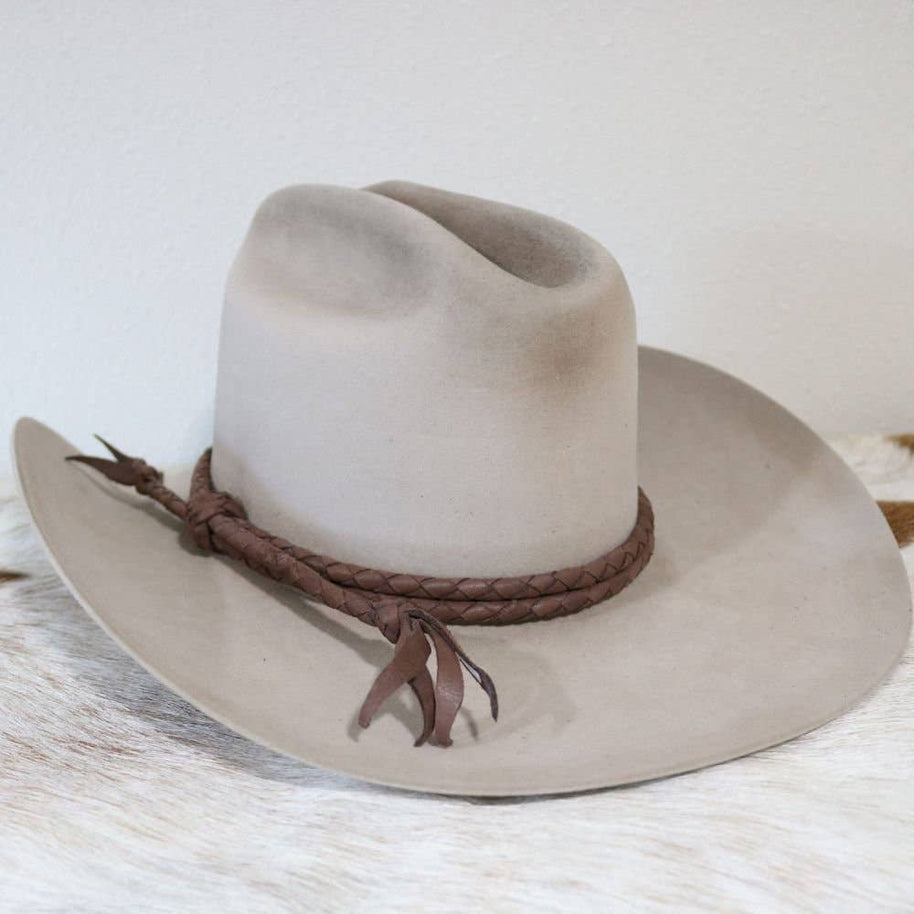 Brown Braided Leather Hat Band