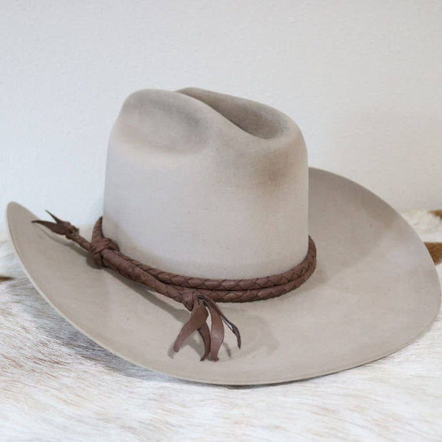 Brown Braided Leather Hat Band