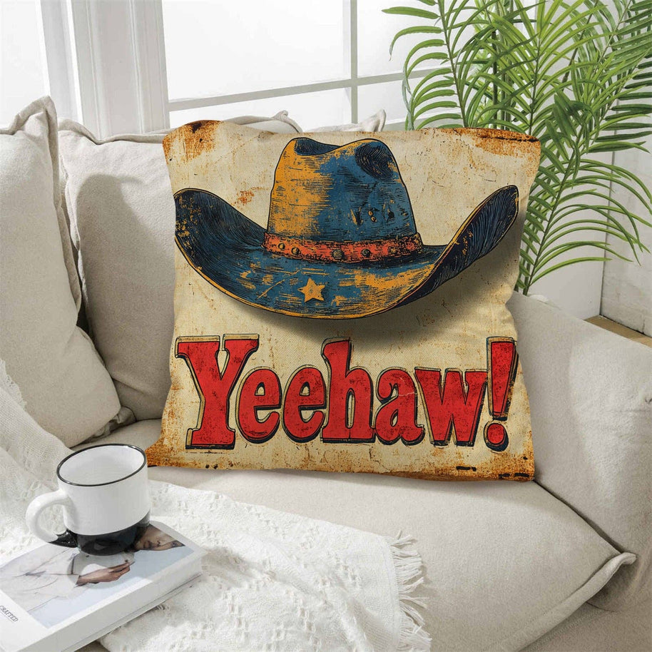 Vintage Western Yeehaw Pillow