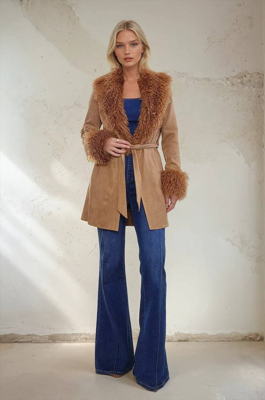 Penny Lane Faux Suede Fur Coat