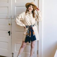 Floral OTK Slouch Boot Sock, Cream