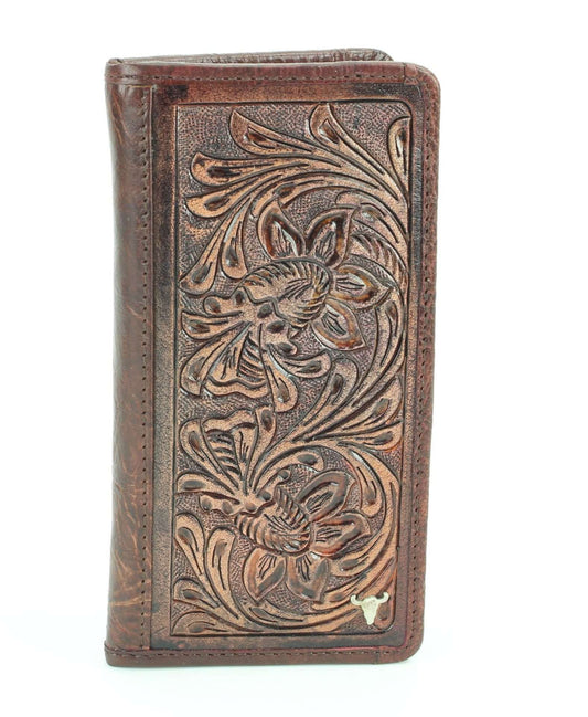 Tooled leather floral filigree Western rodeo wallet #AB W 10