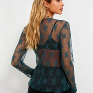 Long-Sleeve Lace Top