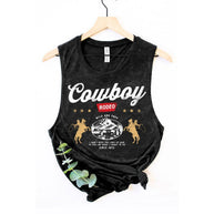 Cowboy Rodeo Tank Top, Black