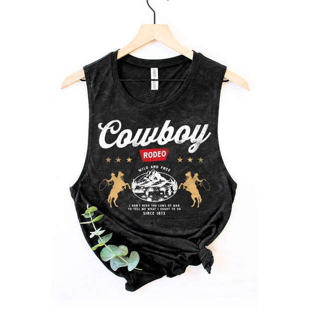 Cowboy Rodeo Tank Top, Black
