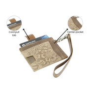 Small ID Wristlet Floral Filigree Leather