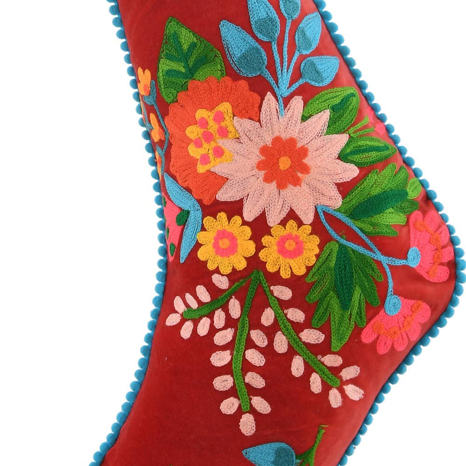Embroidered Christmas Stocking, Red