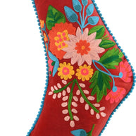 Embroidered Christmas Stocking, Red
