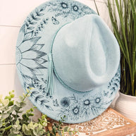 Engraved Floral Rancher Hat, Full Brim