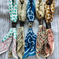 Boho Bandanas With Cowhide Leather Slides