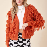 Orange Fringe Cardigan