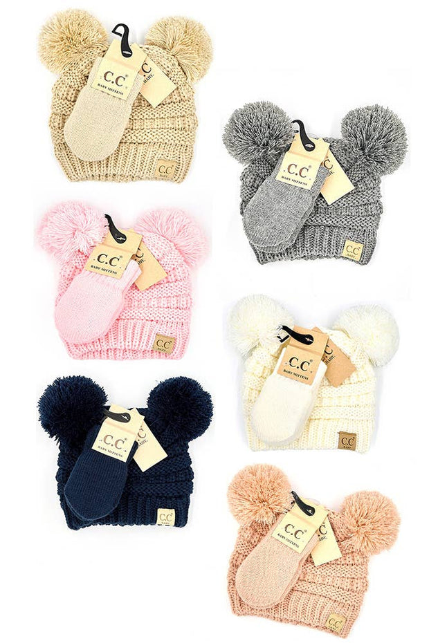 C.C Baby Pom Beanie and Mitten Set