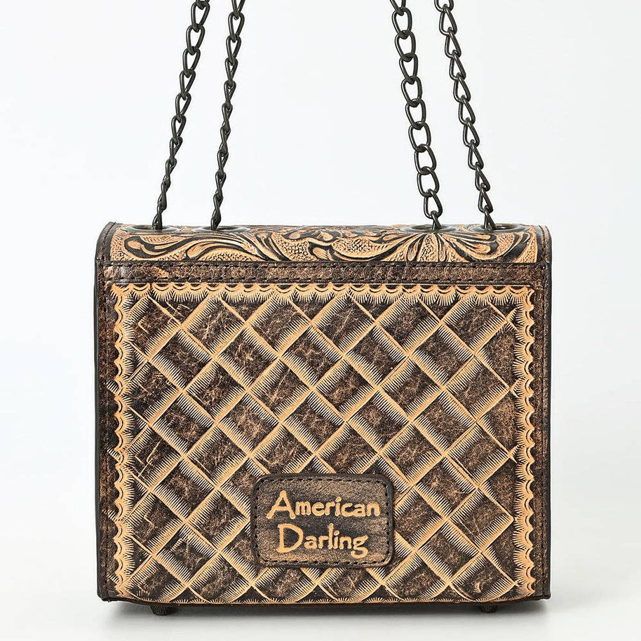 Tooled Leather Purse with Chain