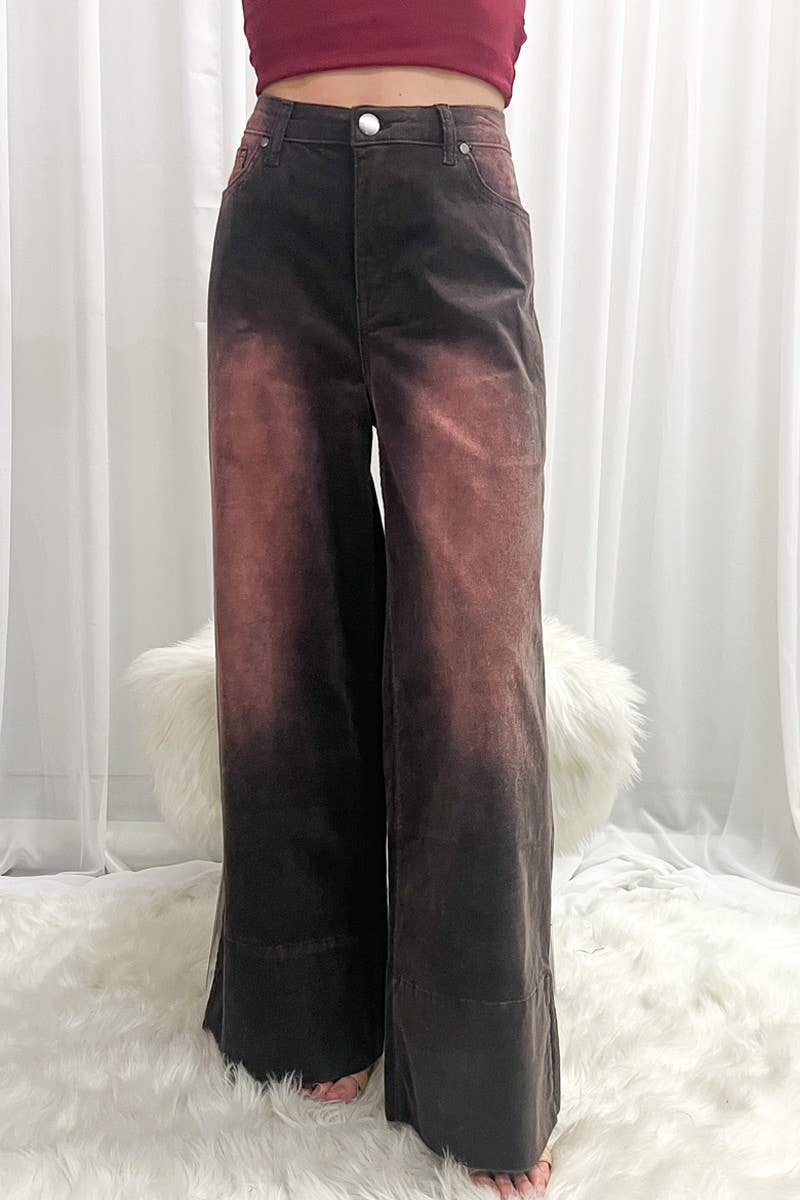 Stone Washed Cotton Corduroy Cropped Pants