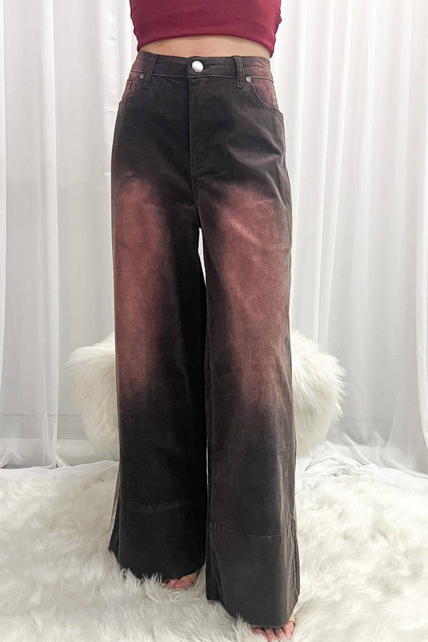 Stone Washed Cotton Corduroy Cropped Pants