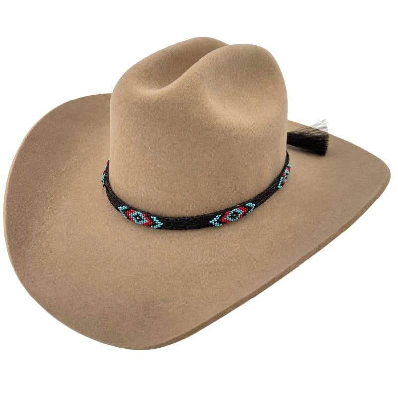 Horsehair Beaded Hat Band - Blue Roan