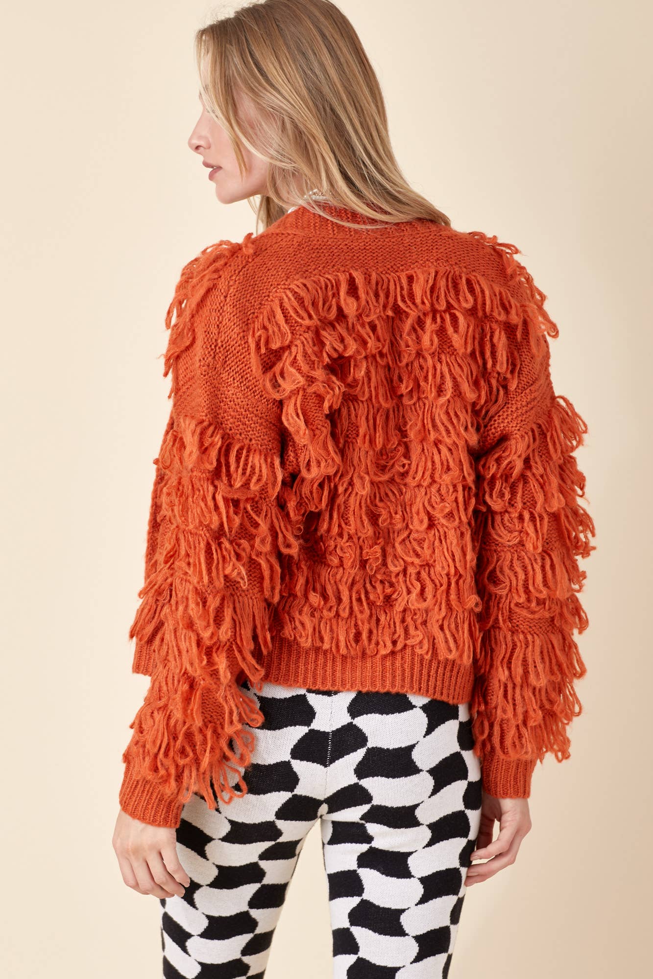 Orange Fringe Cardigan