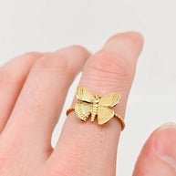 18K Gold Plated Stainless Steel Butterfly Ring - FGS
