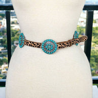 Turquoise & Leopard Print Belt