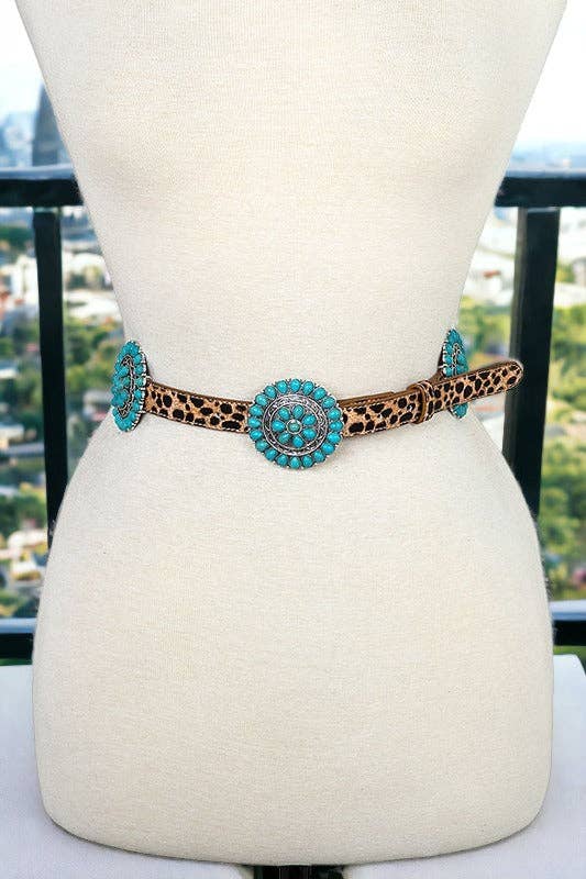 Turquoise & Leopard Print Belt