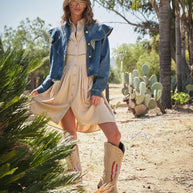 Diagonal Ruffled Denim Jacket