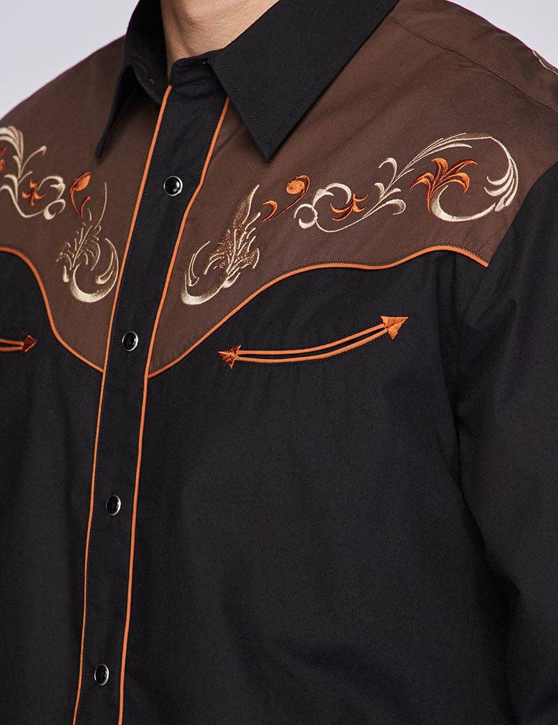 RODEO Men's Western Embroidery Cowboy Shirt