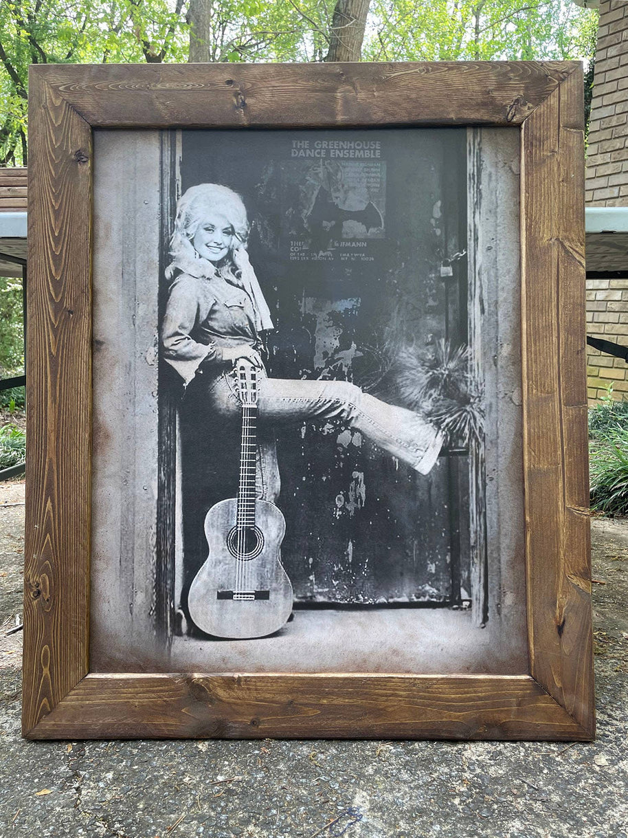 Antiqued Dolly Parton Guitar Picture