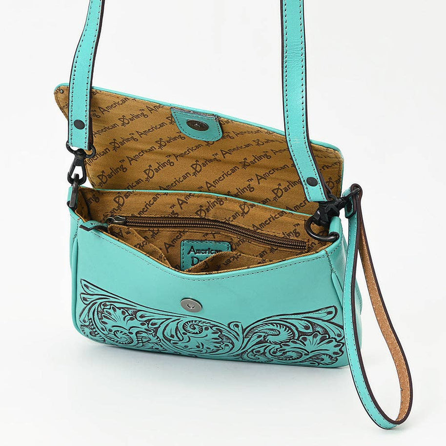 Turquoise Embossed Crossbody