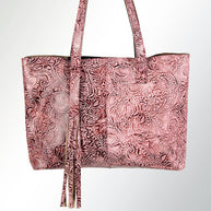Embossed Pink Leather Tote