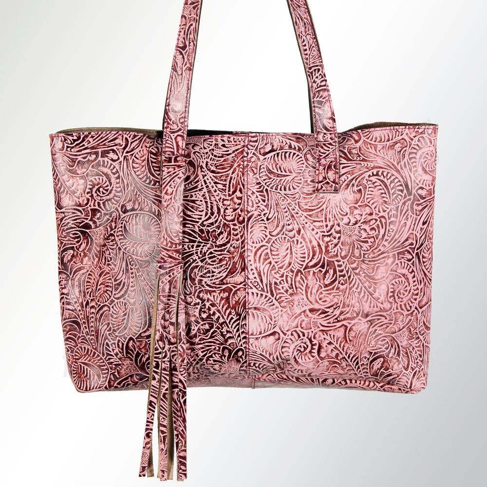 Embossed Pink Leather Tote